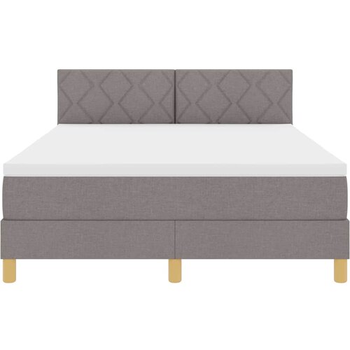  LED Box Spring Krevet Sivo-smeđa 140 x 200 cm tkanina Slike