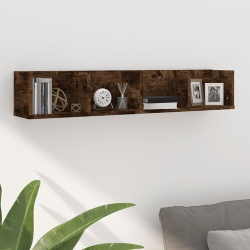 vidaXL Zidna polica za CD-ove boja dimljenog hrasta 100x18x18cm drvena Cijene