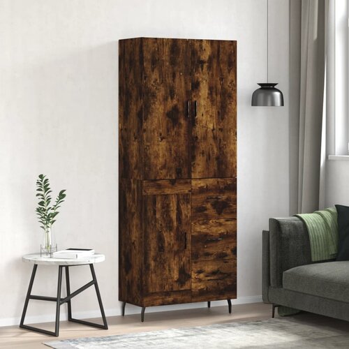 vidaXL Visoka komoda dimljen hrast 69,5x34x180 cm inženirski les Cene