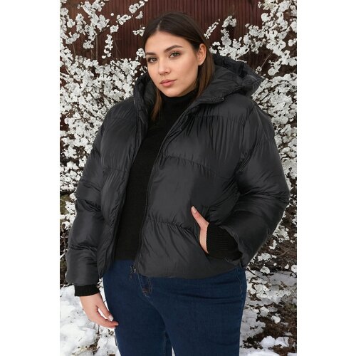 Trendyol Curve Black Hooded Inflatable Coat Cene