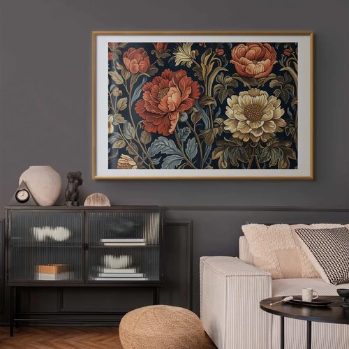  Plakat Tapestry Large Retro Flowers 90x60 Zlatni okvir s margom Cene
