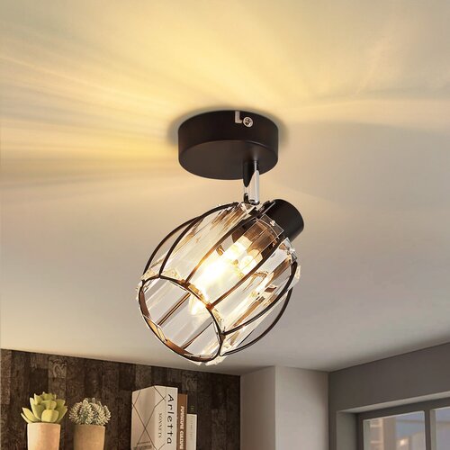 Nettlife Vintage črna kristalna stropna svetilka E14 za hodnik 350 nastavljiva industrijska zamenljiva, (22116867) Cene
