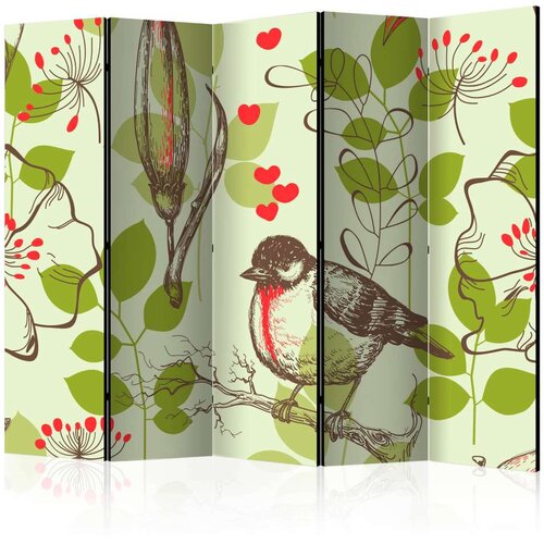  Paravan u 5 dijelova - Bird and lilies vintage pattern II [Room Dividers] 225x172 Slike