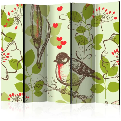  Paravan u 5 dijelova - Bird and lilies vintage pattern II [Room Dividers] 225x172