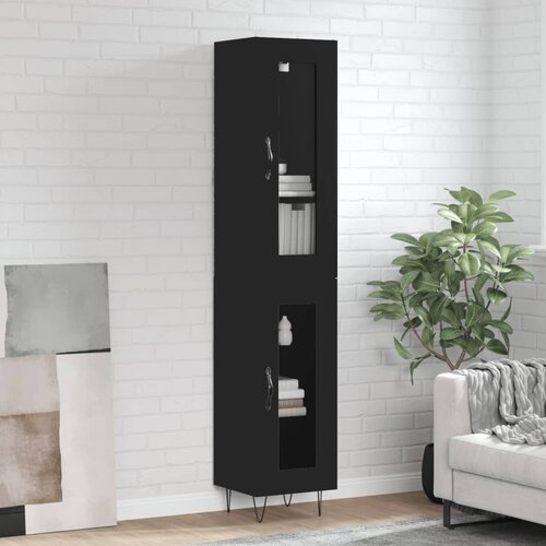 vidaXL Visoka omara črna 34,5x34x180 cm inženirski les Cene