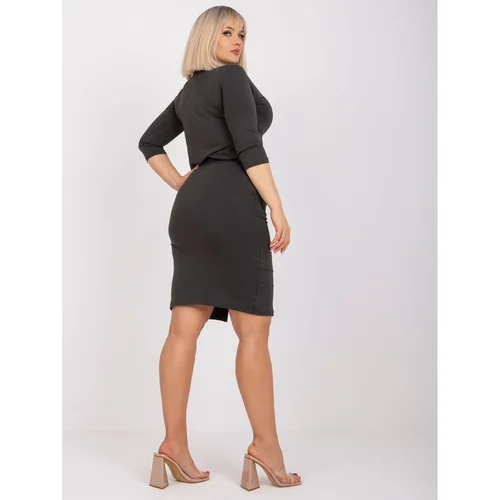 Fashionhunters Khaki plus size cotton Zoey dress