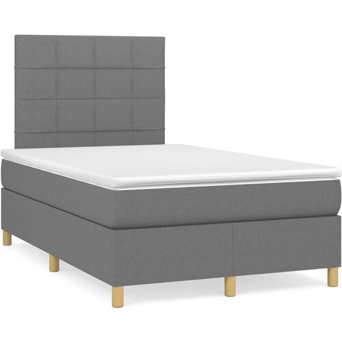 vidaXL Box spring postelja z vzmetnico temno siva 120x190 cm blago Cene