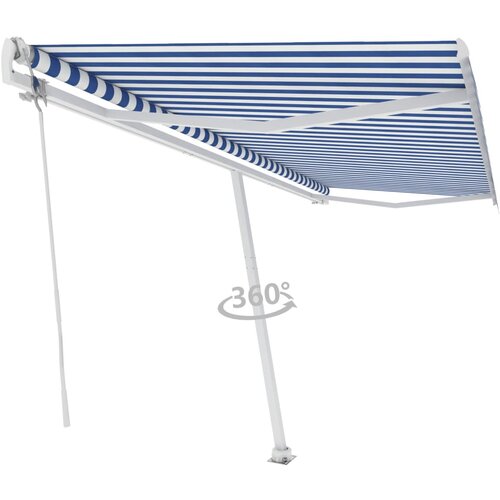 vidaXL Prostostoječa avtomatska tenda 500x350 cm modra/bela Cene