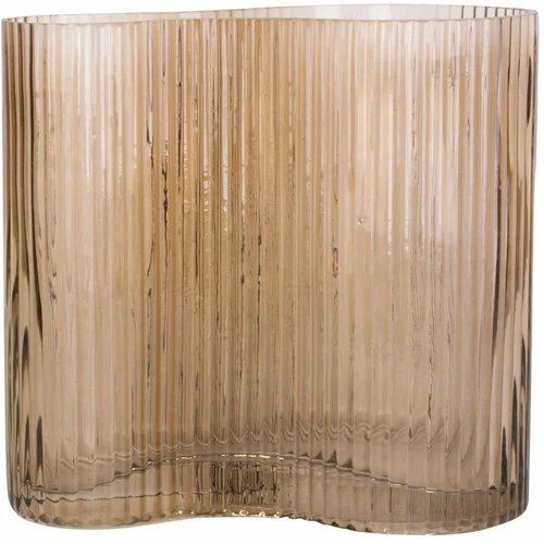 PT LIVING Svetlo rjava steklena vaza Wave, višina 18 cm