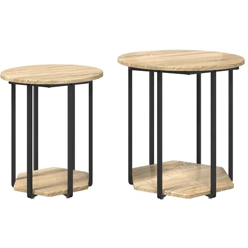  Set pomoćnih stolića s policom 2 pcs Smeđa Slike