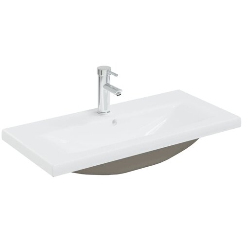  Vgradni umivalnik s pipo 81x39x18 cm keramičen bel Slike