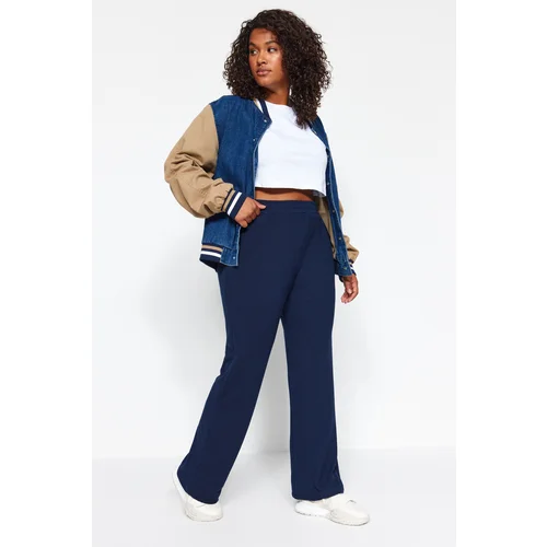 Trendyol Curve Navy Blue High Waist Looser Jogger Crescent Plus Size Sweatpants.