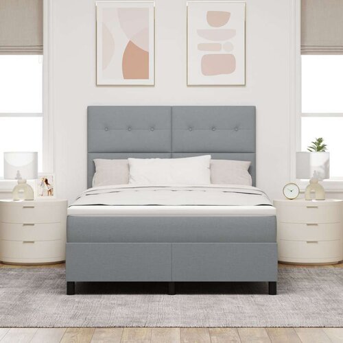  Krevet s podnicom i madracem Svijetlosiva 140x200 cm Tkanina Slike