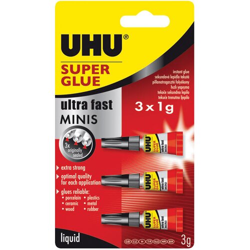  Ljepilo trenutačno 1g pk3 super glue minis(cianoakrilat) uhu 45415 blister Slike