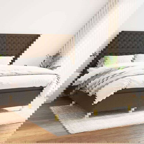  Box spring postelja z vzmetnico temno rjav 140x190 cm blago, (20901364) Slike
