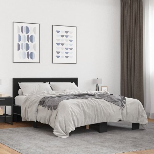  Okvir kreveta crni 140 x 200 cm od konstruiranog drva i metala Cijene