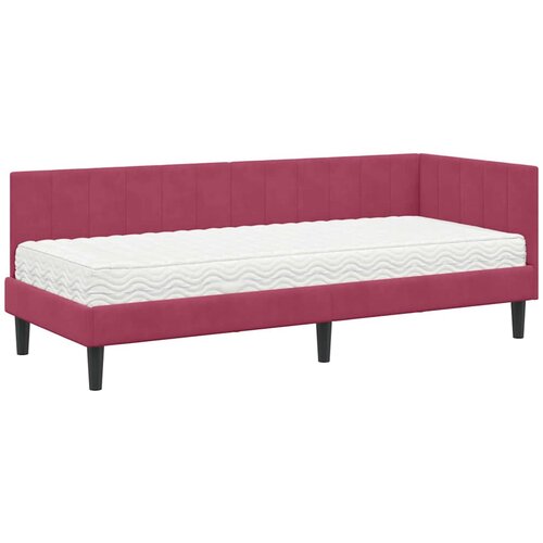  Kutni krevetni okvir s madracem 2 kom. Vinska crvena 80 x 200 cm Slike