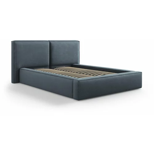 Cosmopolitan Design Temno modra oblazinjena zakonska postelja s prostorom za shranjevanje in letvenim dnom 140x200 cm Arendal –
