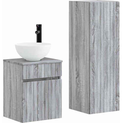  Set namje&amp;scaron;taja za kupaonicu 2 kom. Siva Sonoma 33 x 34.5 x 100 cm Slike