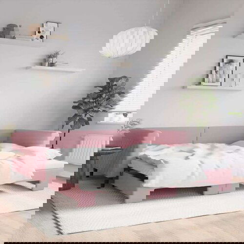 vidaXL Izvlečna dnevna postelja roza 100x200 cm žamet Cene