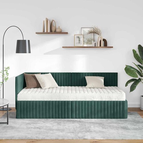  Kutni krevetni okvir s madracem 2 kom. Tamnozelena 90 x 190 cm Slike