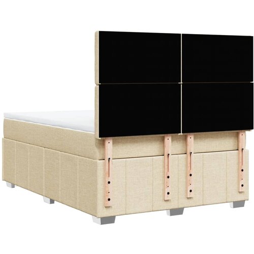  Krevet s oprugama i madracem krem 160x200 cm od tkanine Slike