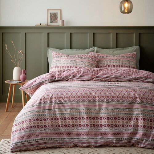 Catherine Lansfield Crvena flanelska posteljina za krevet za jednu osobu 135x200 cm Fair isle – Cijene