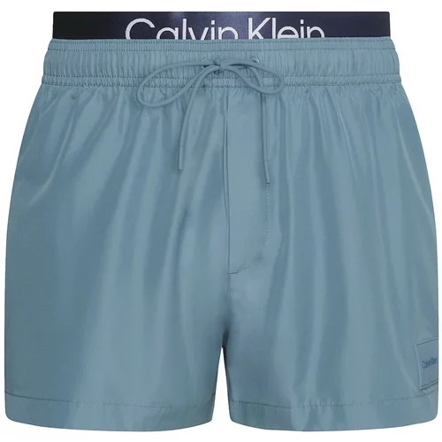 Calvin Klein Swimwear Kupaće hlače 'Steel' sivkasto plava / crna / bijela