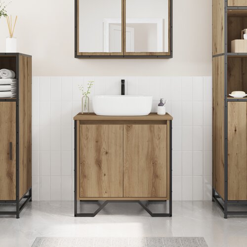 VidaXL kabinet pod umivalnikom Artisanalni hrast 60x35x50 cm Inženirski les Slike