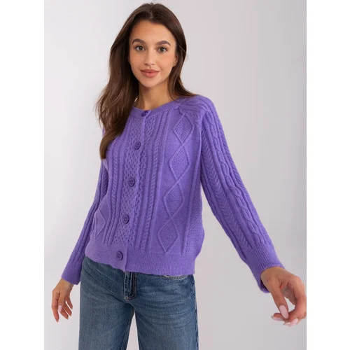 Fashion Hunters Purple cardigan with a round neckline