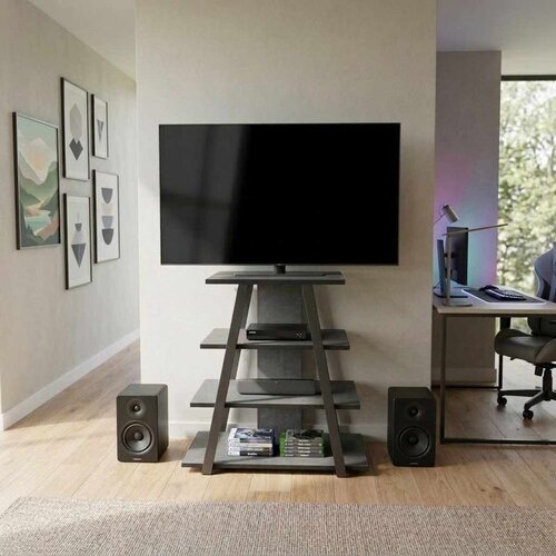 Hanah home TV komoda Lyno, 70,4 cm, retro siva / crna Slike