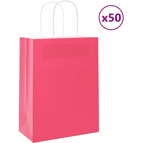 VidaXL Papirnate vrećice 50 kom s ručkama ružičaste 21x11x28 cm Slike