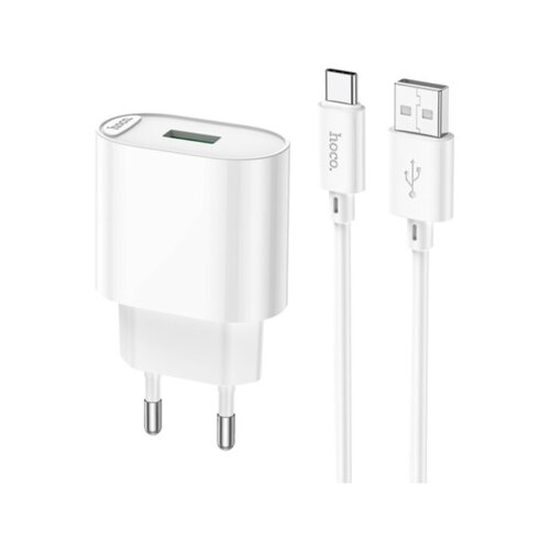 Hoco. C109A PUNJAČ SA KABLOM (USB-A U C) BIJELI Slike
