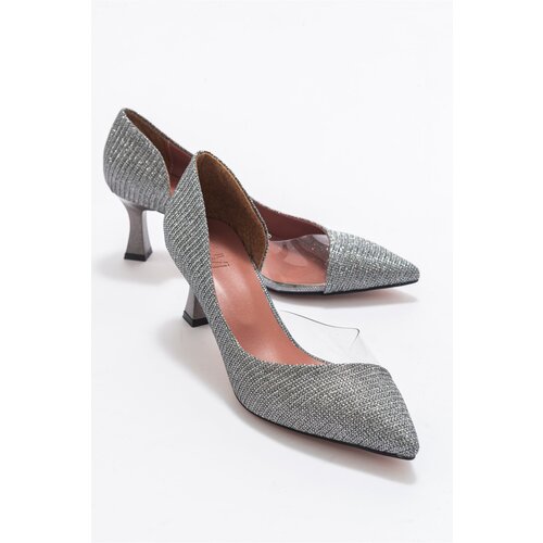 LuviShoes 353 Platinum Silvery Heeled Women's Shoes Slike