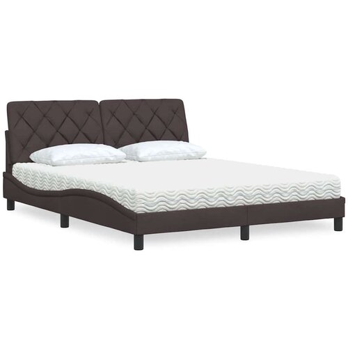 VidaXL Postelja z vzmetnico temno rjava 160x200 cm blago Slike