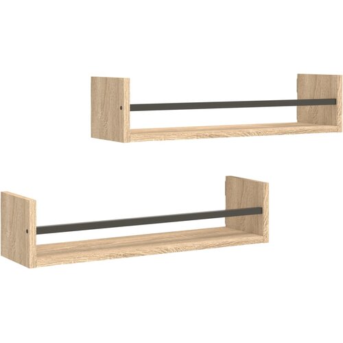  Zidne police s prečkama 2 kom boja hrasta sonome 60x16x14 cm Slike