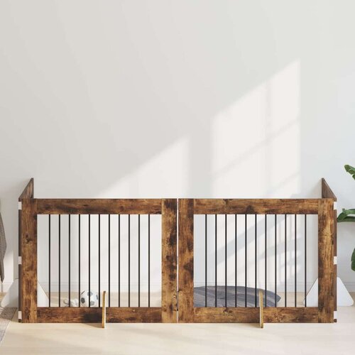  Vrata za pse z stojali 4 pcs Dimljen hrast 100 x 80 cm, (5000232688) Cene