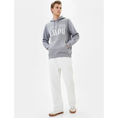 Koton Hooded Sweat Slogan Printed Kangaroo Pocket Detailed