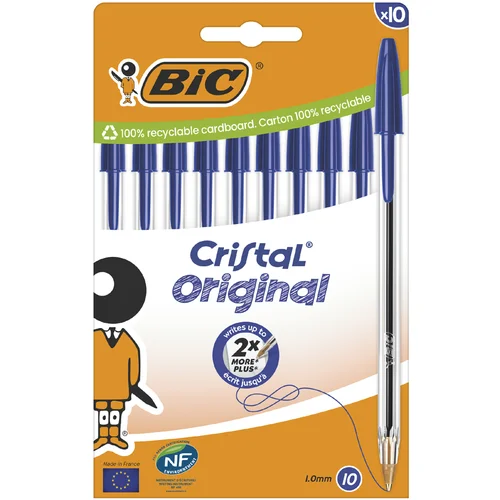 Bic Cristal Original kemični svinčnik, moder, kartonska škatla 10, (21655674)