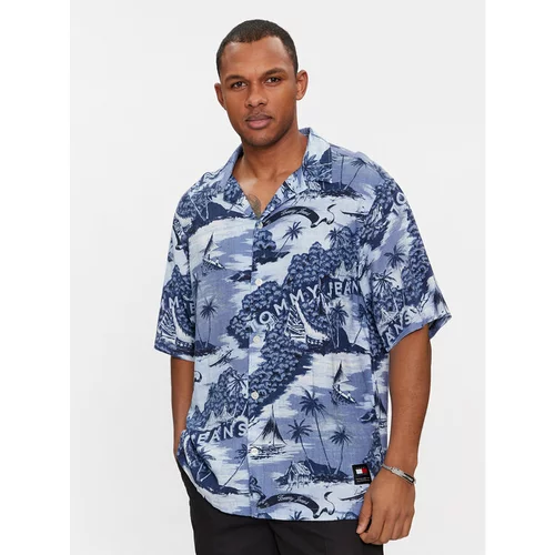 Tommy Jeans Srajca Hawaiian Camp DM0DM18950 Modra Relaxed Fit