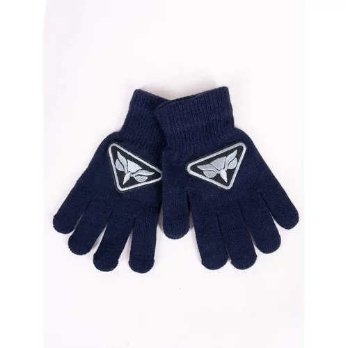 Yoclub Kids's Boys' Five-Finger Gloves RED-0233C-AA5B-003 Navy Blue