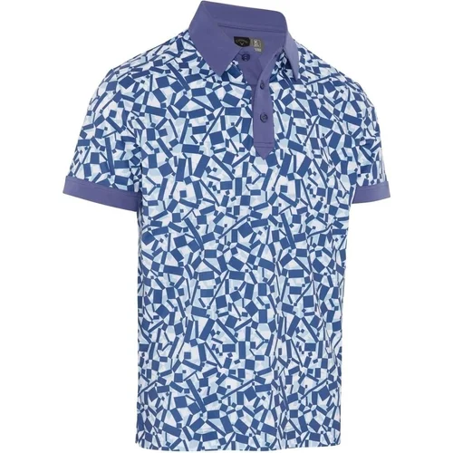 Callaway Birdseye View Allover Print Mens Polo Bijou Blue L