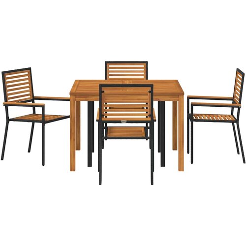  Vrtni set za objed 5 kom. Crna Čvrsto drvo akacije 110 x 110 x 75 cm Slike