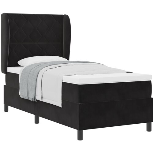 vidaXL Box Spring postelja z vzmetnico Črna 90x190 cm Žamet Cene
