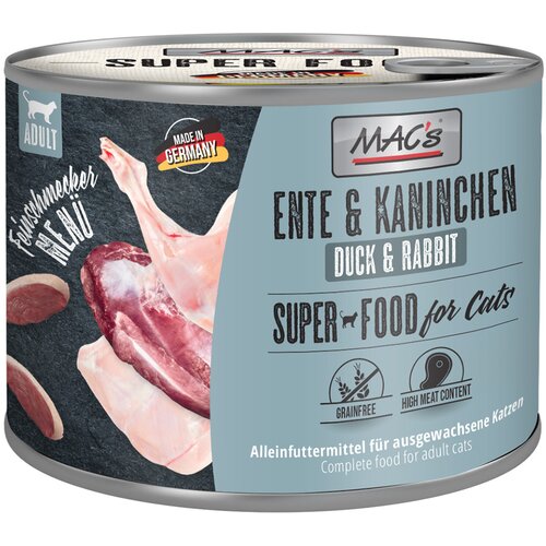 MAC&amp;#039;s MAC&amp;acute;s Cat Feinschmecker 6 x 200 g - Raca &amp;amp; zajec Slike