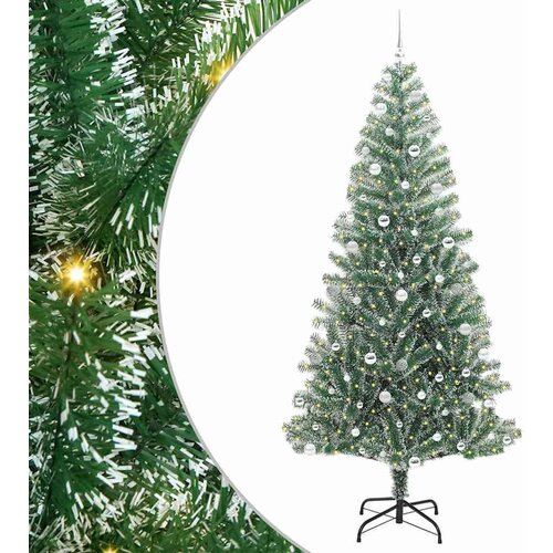 VidaXL Umjetno Božićno Drvo s Snježnim Flokom i LED Svjetlom 210 cm Slike