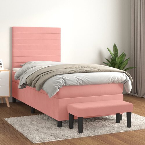 Box spring krevet s madracem ružičasti 90x200 cm baršunasti Cene