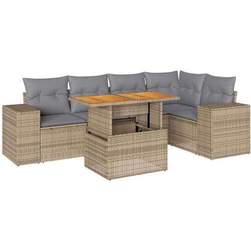 VidaXL 6-dijelni set vrtnih sofa s jastucima bež od poliratana Slike