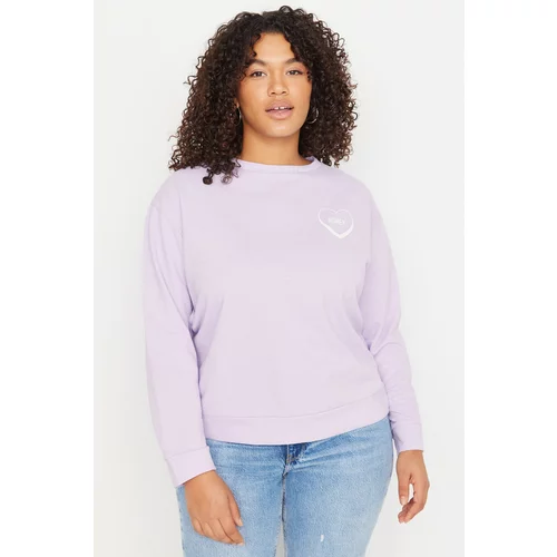 Trendyol Curve Plus Size Sweatshirt - Purple - Relaxed fit