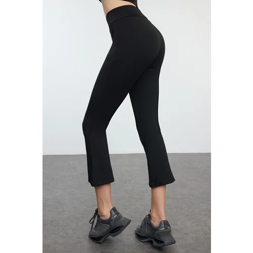 Trendyol Black Spanish Leg Yoga Capri Length Knitted Sports Leggings